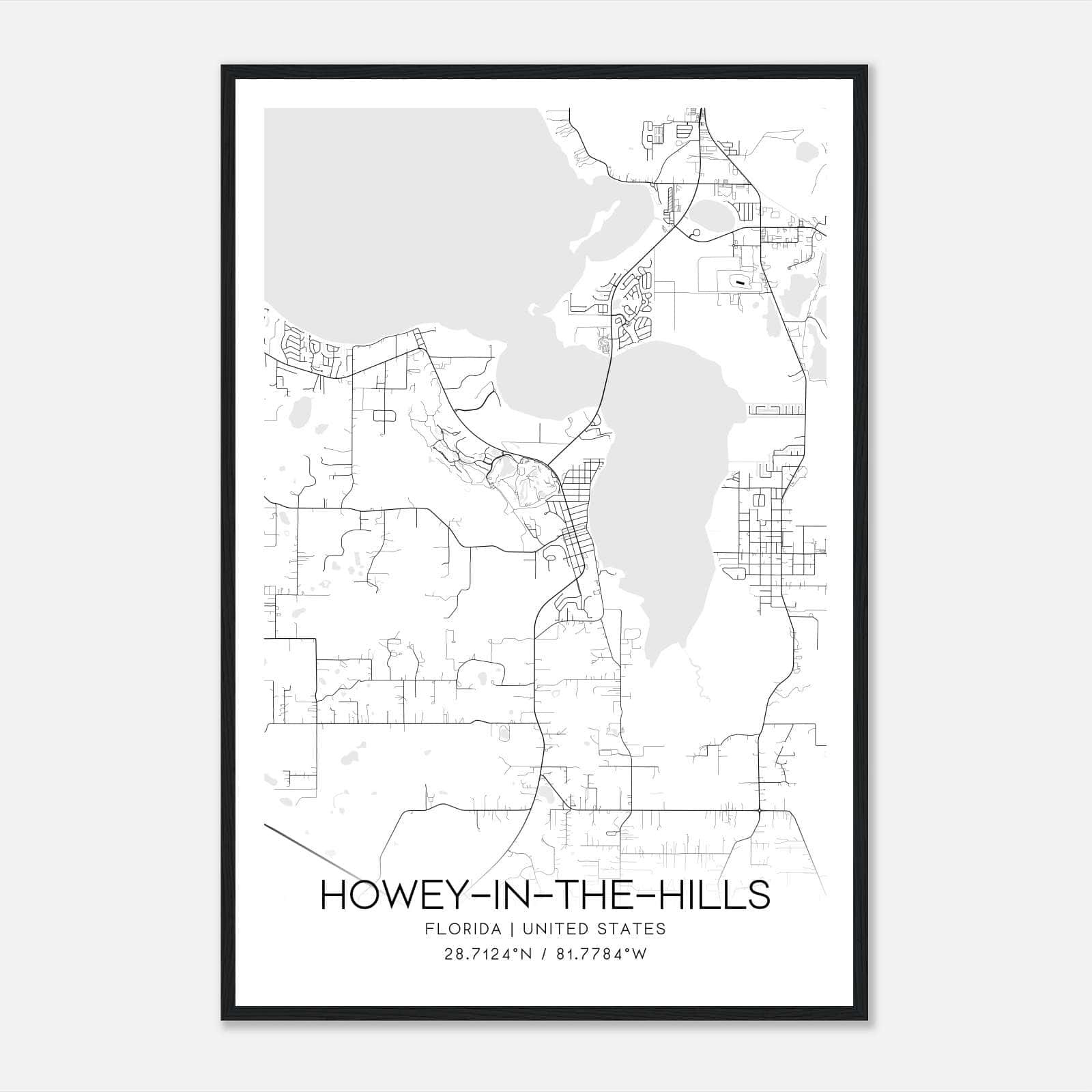 Howey-In-The-Hills Florida Map Poster, Modern Home Decor Wall Art with Map Of Howey In The Hills Florida
