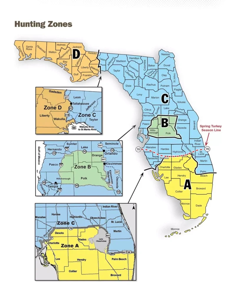 Hunting Dates And Zones - Hunting In Florida with Map of Florida Hunting Zones