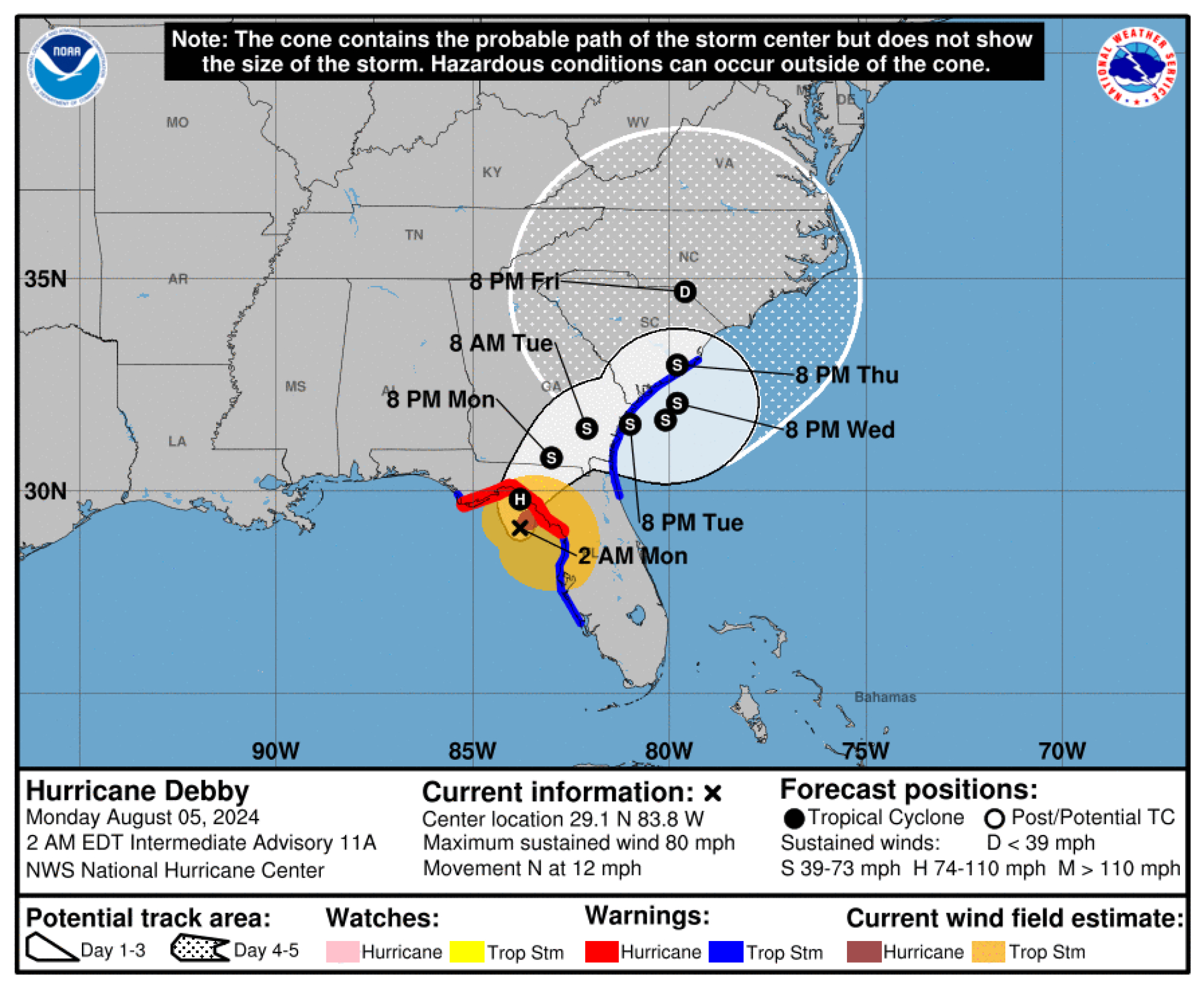 Hurricane Debby Track: See The Storm&amp;#039;S Path As It Nears Florida throughout Map of Hurricane in Florida