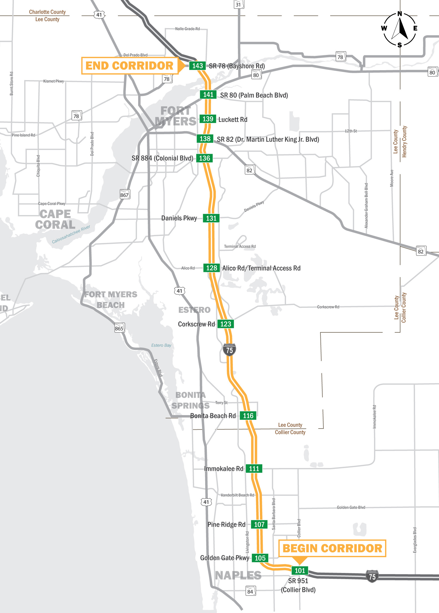 I-75 South Corridor | Southwest Connect inside Map Of I 75 In Florida