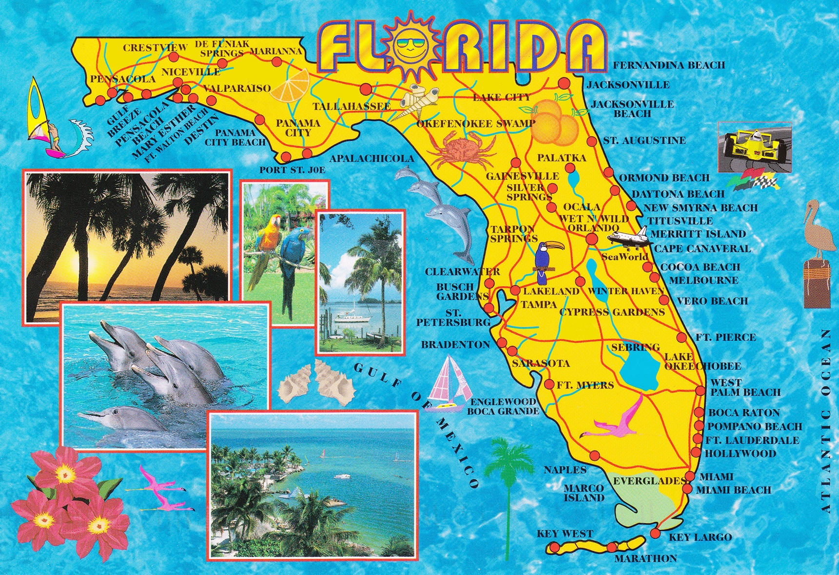 Illustrated Tourist Map Of Florida - Ontheworldmap for See A Map Of Florida