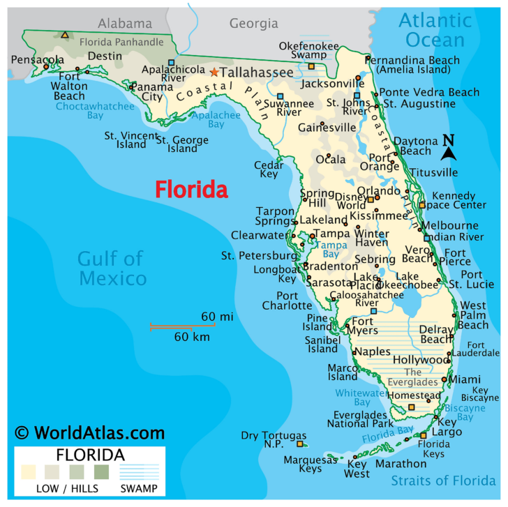 Atlantic Coast of Florida Map