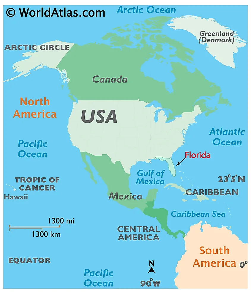 Is Florida A Peninsula? - Worldatlas intended for Florida in Map of the World