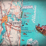 Jacksonville Beach Mayport Atlantic Beach Retro Beach Map Print Regarding Map Of Jacksonville Beach Florida