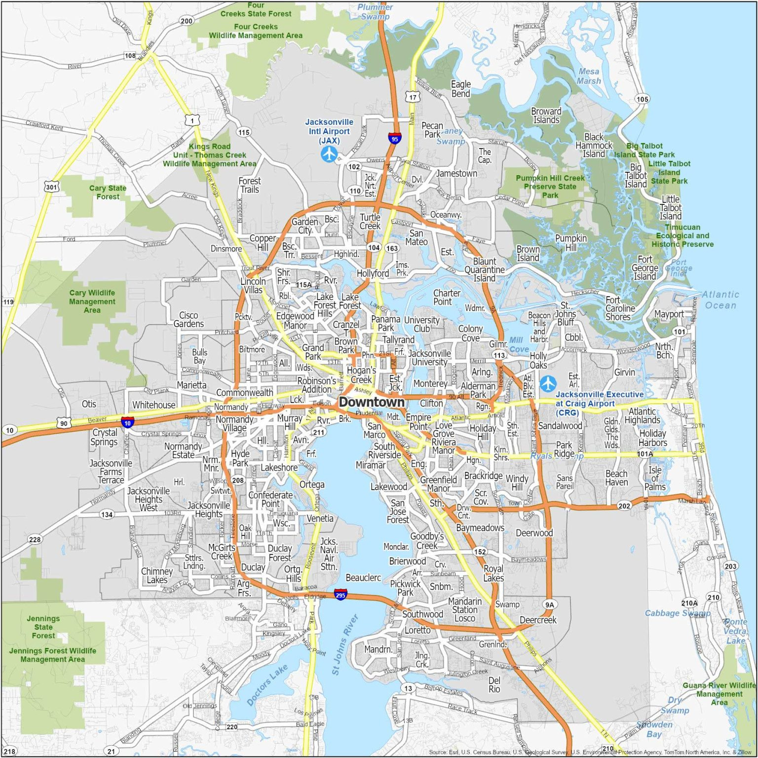 Jacksonville Neighborhood Map - Gis Geography intended for Map Of Jacksonville Florida Neighborhoods