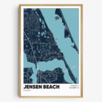 Jensen Beach Fl Map Print, Florida Wall Art, Jensen Beach Fl Intended For Map Of Florida Jensen Beach
