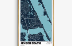 Jensen Beach Fl Map Print, Florida Wall Art, Jensen Beach Fl intended for Map Of Florida Jensen Beach