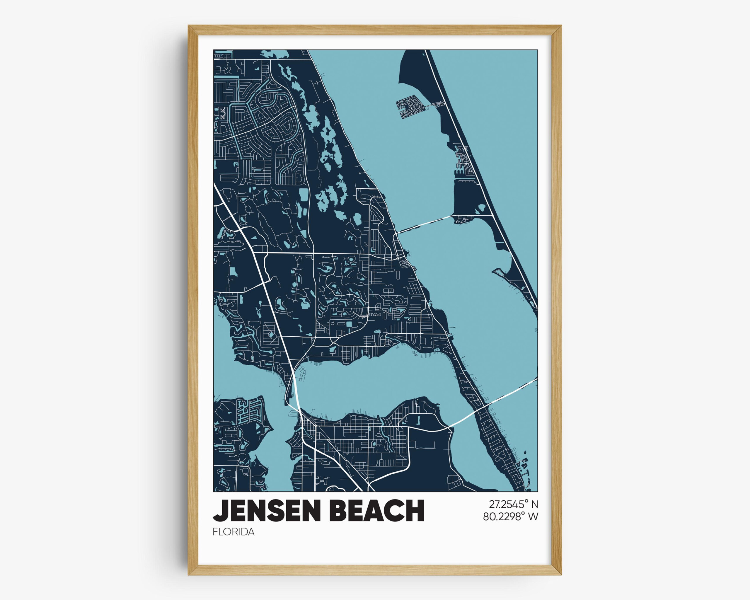 Jensen Beach Fl Map Print, Florida Wall Art, Jensen Beach Fl intended for Map Of Florida Jensen Beach
