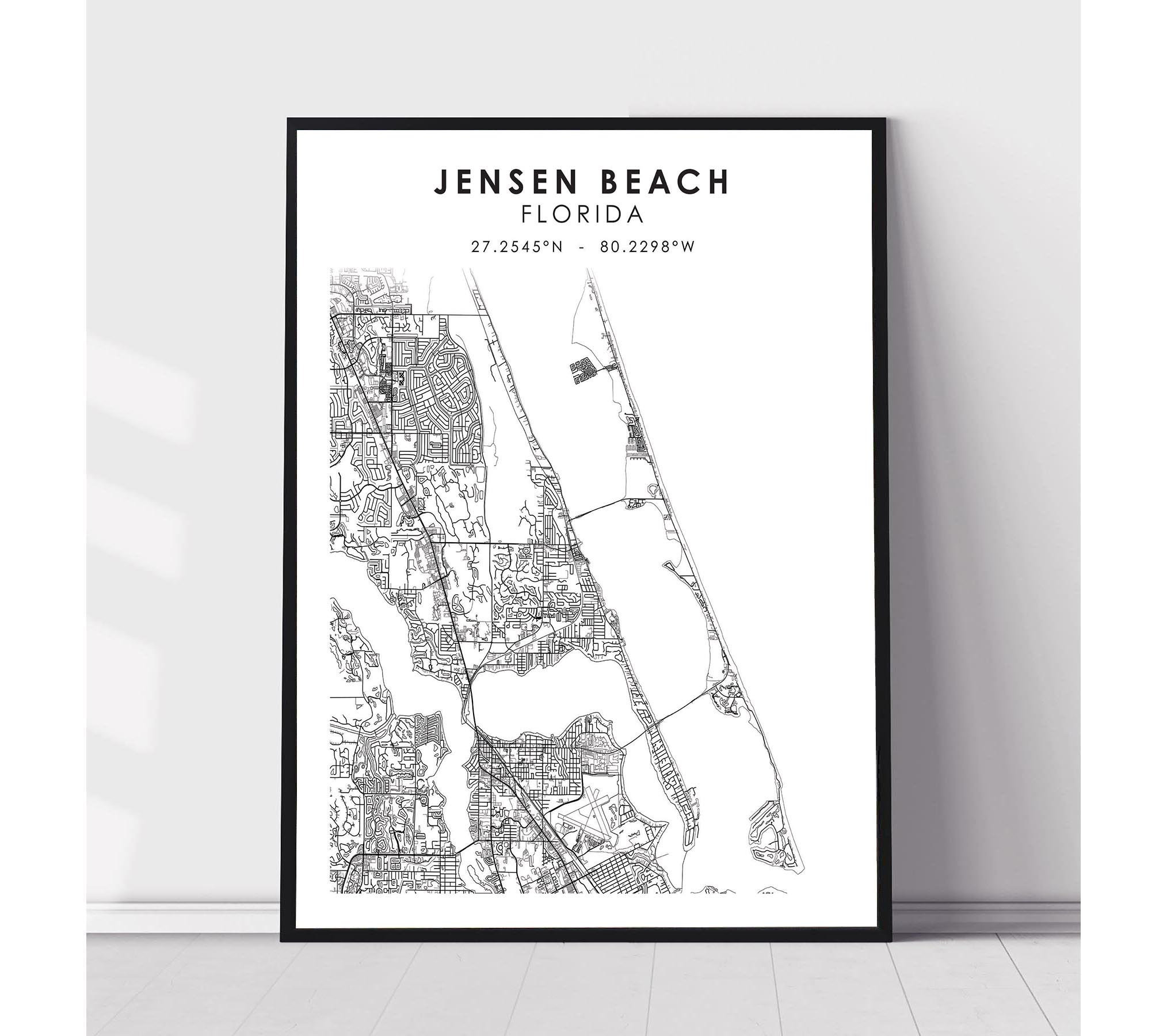 Jensen Beach Map Print | Jensen Beach Florida Map Print | Jensen inside Map Of Florida Jensen Beach