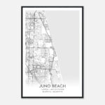 Juno Beach Florida Map Poster, Modern Home Decor Wall Art Print   Custom  Maps & Posters Throughout Map Of Juno Beach Florida