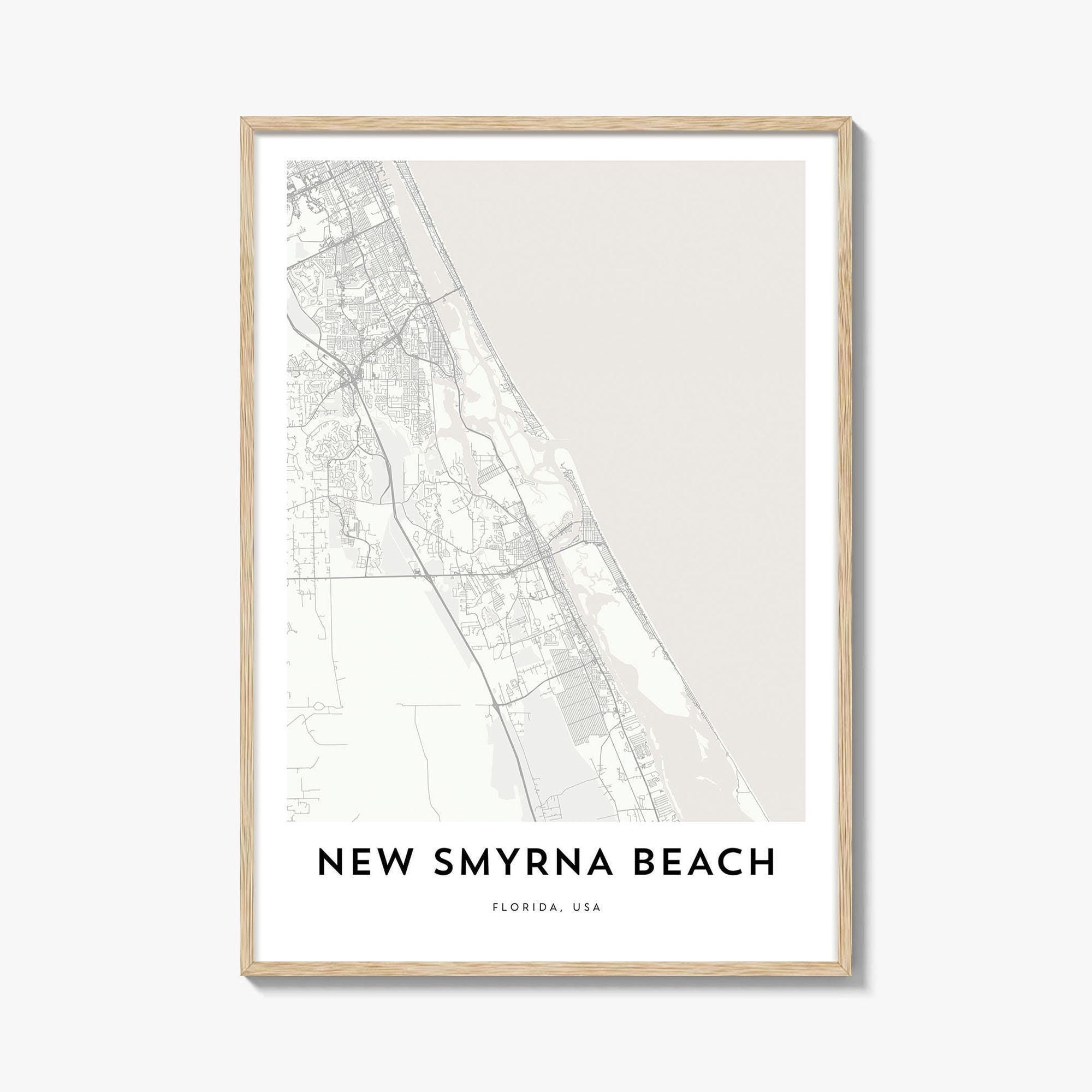 Karte Von New Smyrna Beach Print, New Smyrna Beach Karte Geschenk for Street Map of New Smyrna Beach Florida