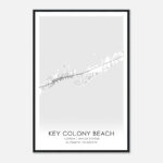 Key Colony Beach Florida Map Poster, Modern Home Decor Wall Art Print    Custom Maps & Posters Regarding Map Of Key Colony Beach Florida