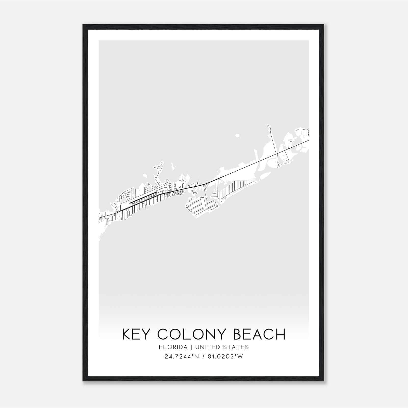 Key Colony Beach Florida Map Poster, Modern Home Decor Wall Art Print - Custom Maps &amp;amp; Posters regarding Map Of Key Colony Beach Florida