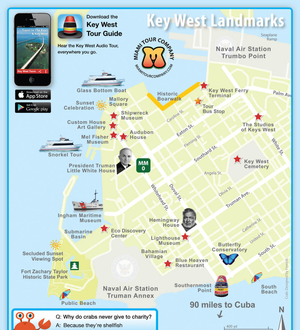 Key West Attractions Map | Key West Bus Tours regarding Map Of Downtown Key West Florida