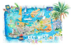 Key West Florida Illustrated Travel Map With Roads And Highlights pertaining to Map of Duval Street Key West Florida