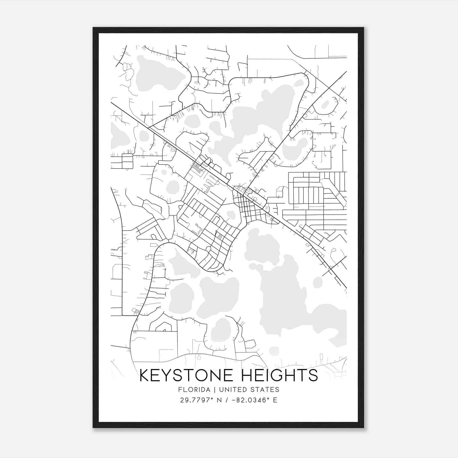 Keystone Heights Florida Map Poster, Modern Home Decor Wall Art Print - Custom Maps &amp;amp; Posters in Map of Keystone Heights Florida