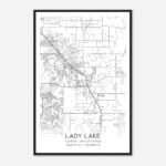 Lady Lake Florida Map Poster, Modern Home Decor Wall Art Print   Custom  Maps & Posters In Map Of Lady Lake Florida