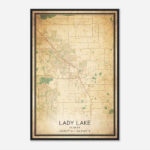 Lady Lake Florida Map Poster, Modern Home Decor Wall Art Print Regarding Map Of Lady Lake Florida