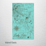 Lady Lake, Florida Street Map | Wood Engraved Maps | Wall Art Pertaining To Map Of Lady Lake Florida