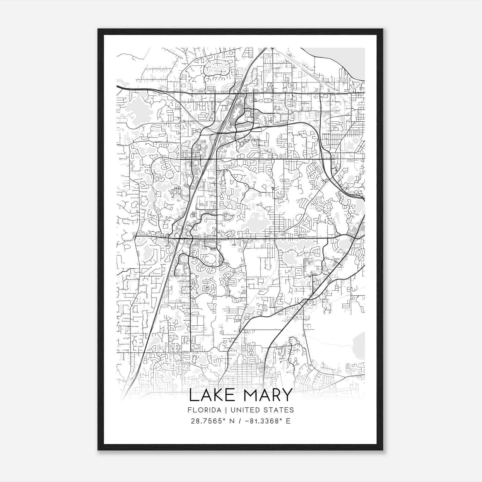 Lake Mary Florida Map Poster, Modern Home Decor Wall Art Print - Custom Maps &amp;amp; Posters in Map Of Lake Mary Florida