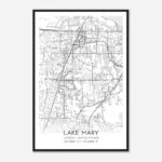 Lake Mary Florida Map Poster, Modern Home Decor Wall Art Print   Custom  Maps & Posters Regarding Map Of Florida Lake Mary