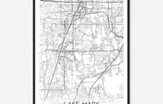 Lake Mary Florida Map Poster, Modern Home Decor Wall Art Print - Custom  Maps &amp; Posters regarding Map of Florida Lake Mary