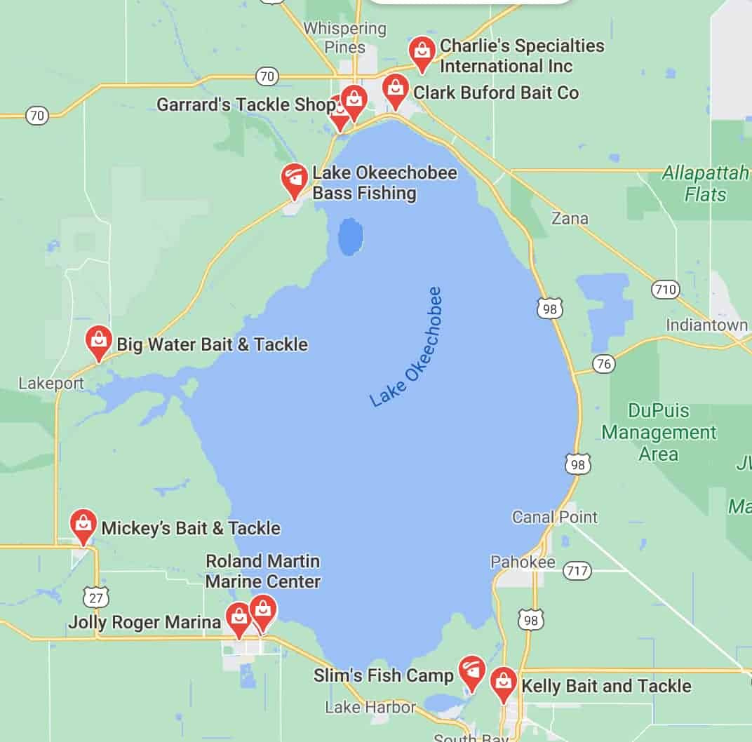 Lake Okeechobee Fishing Map Lake Okeechobee Detailed Fishing Map inside Fishing Map of Lake Okeechobee Florida