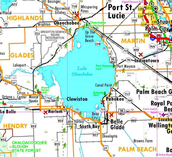 Map of Florida Lake Okeechobee
