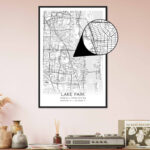 Lake Park Florida Map Poster, Modern Home Decor Wall Art Print   Custom  Maps & Posters Throughout Map Of Lake Park Florida