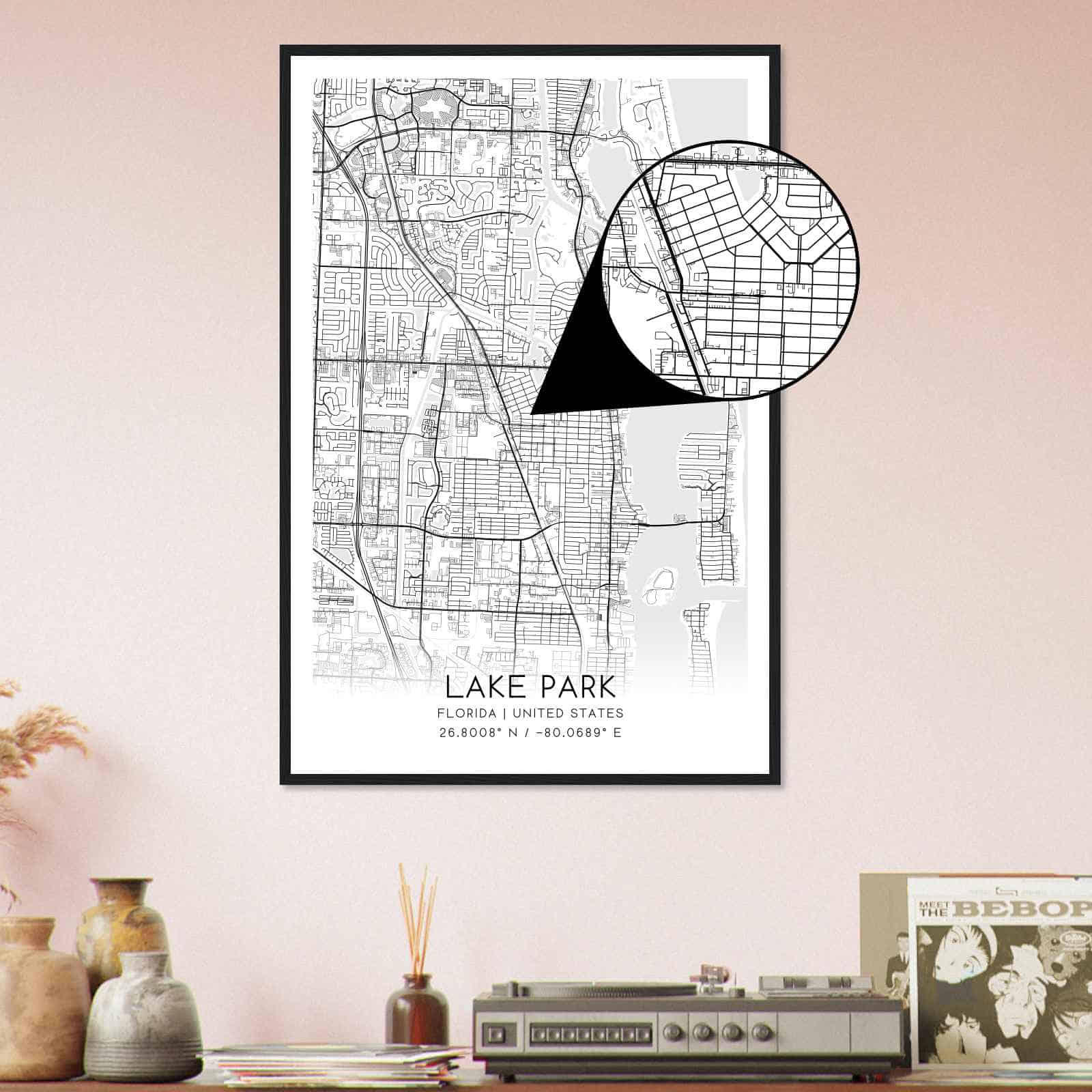 Lake Park Florida Map Poster, Modern Home Decor Wall Art Print - Custom Maps &amp;amp; Posters throughout Map Of Lake Park Florida