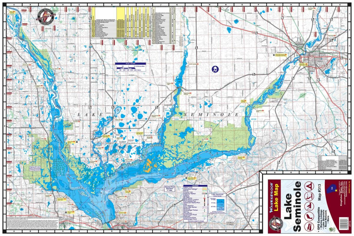 Lake Seminole Waterproof Map #313 with Map of Lake Seminole Florida