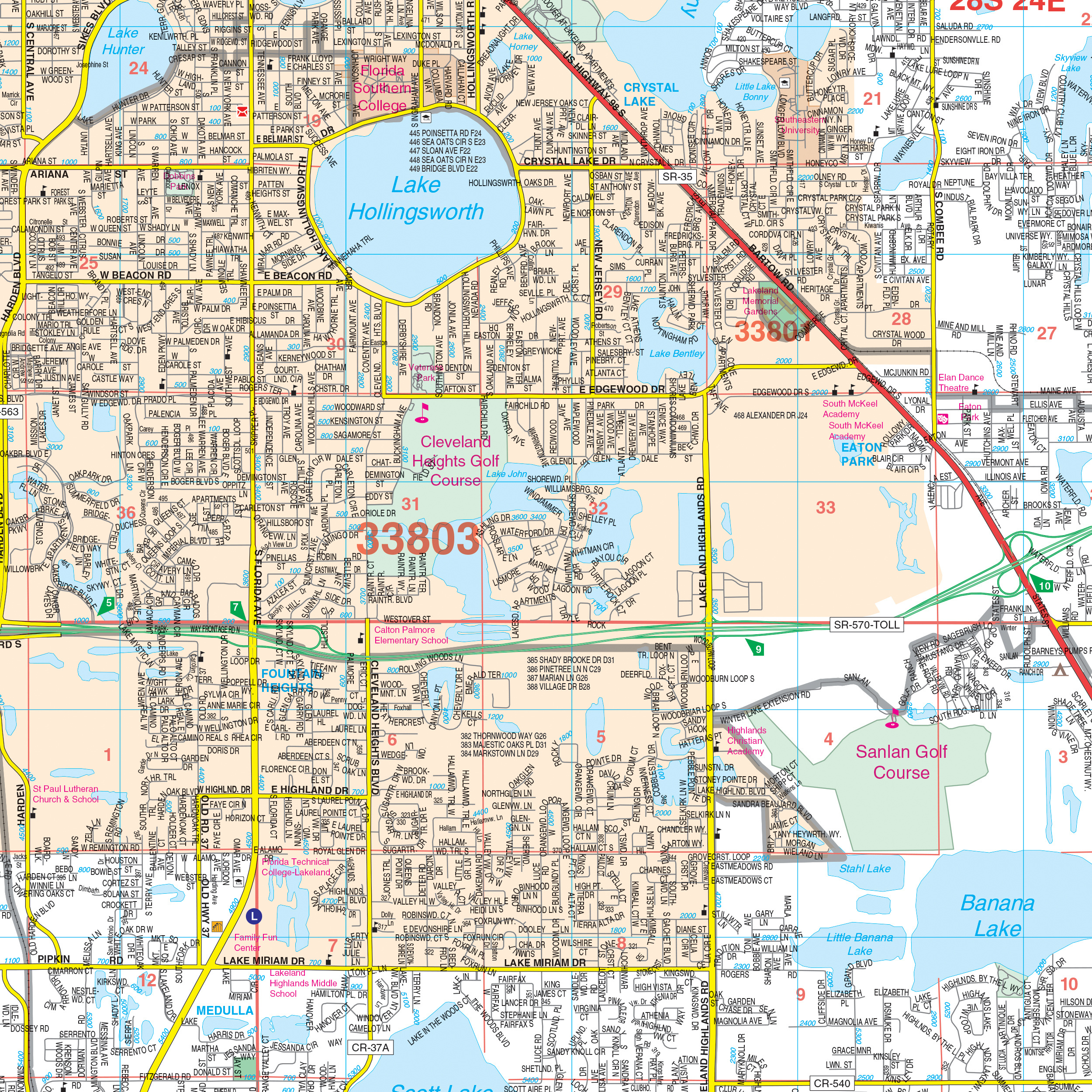 Lakeland, Winterhaven &amp;amp; Polk County, Fl Wall Mapkappa - The inside Map Of Florida Winter Haven