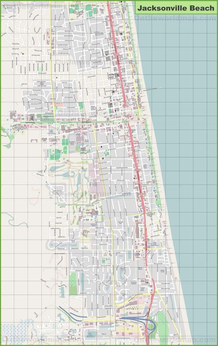 Large Detailed Map Of Jacksonville Beach for Map of Jacksonville Beach Florida
