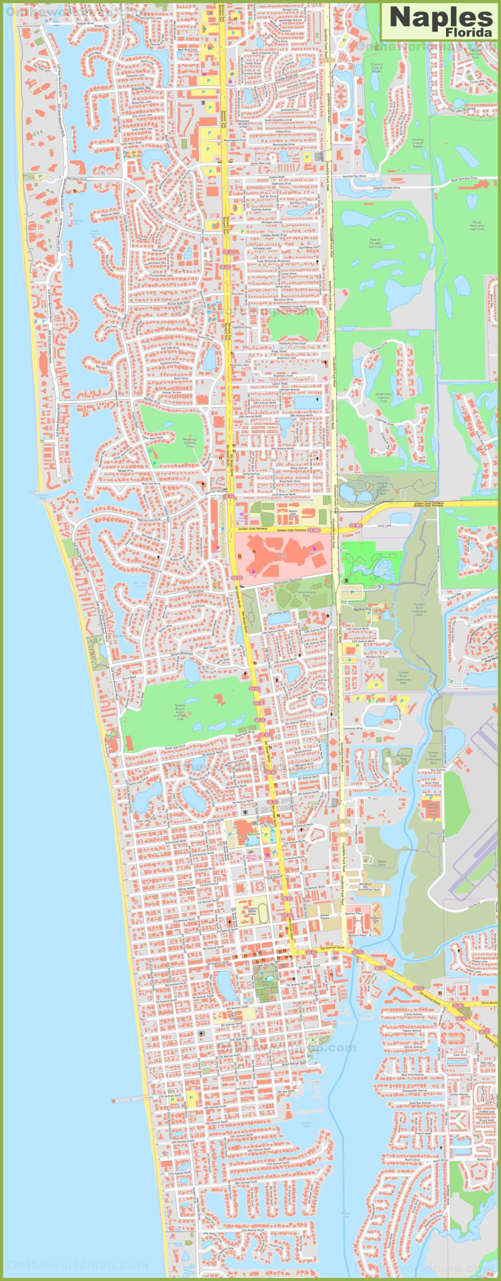 Large Detailed Map Of Naples (Florida) - Ontheworldmap in Street Map of Naples Florida