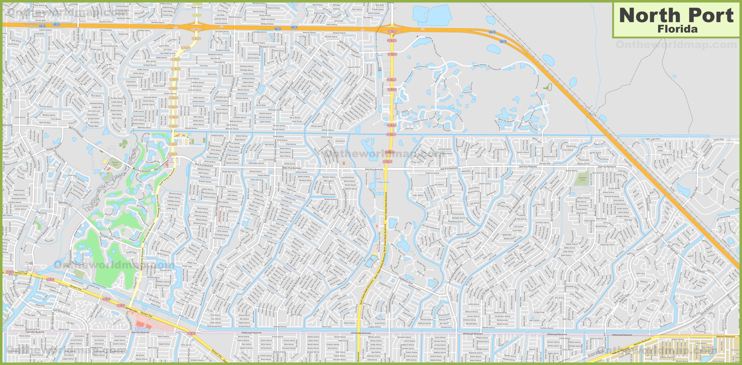 Large Detailed Map Of North Port - Ontheworldmap pertaining to North Port Map Of Florida
