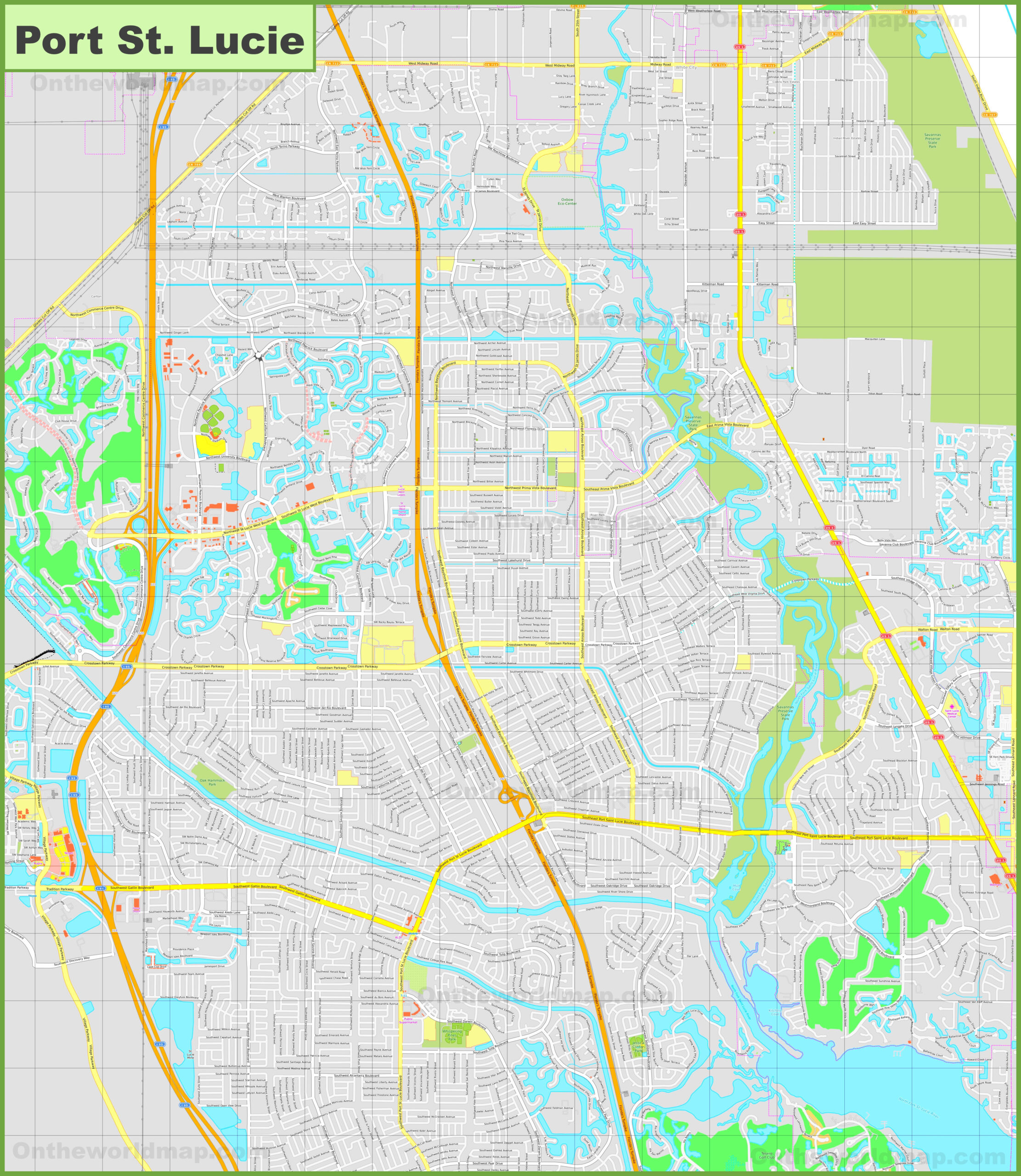 Large Detailed Map Of Port St. Lucie - Ontheworldmap in Map of Port St Lucie in Florida