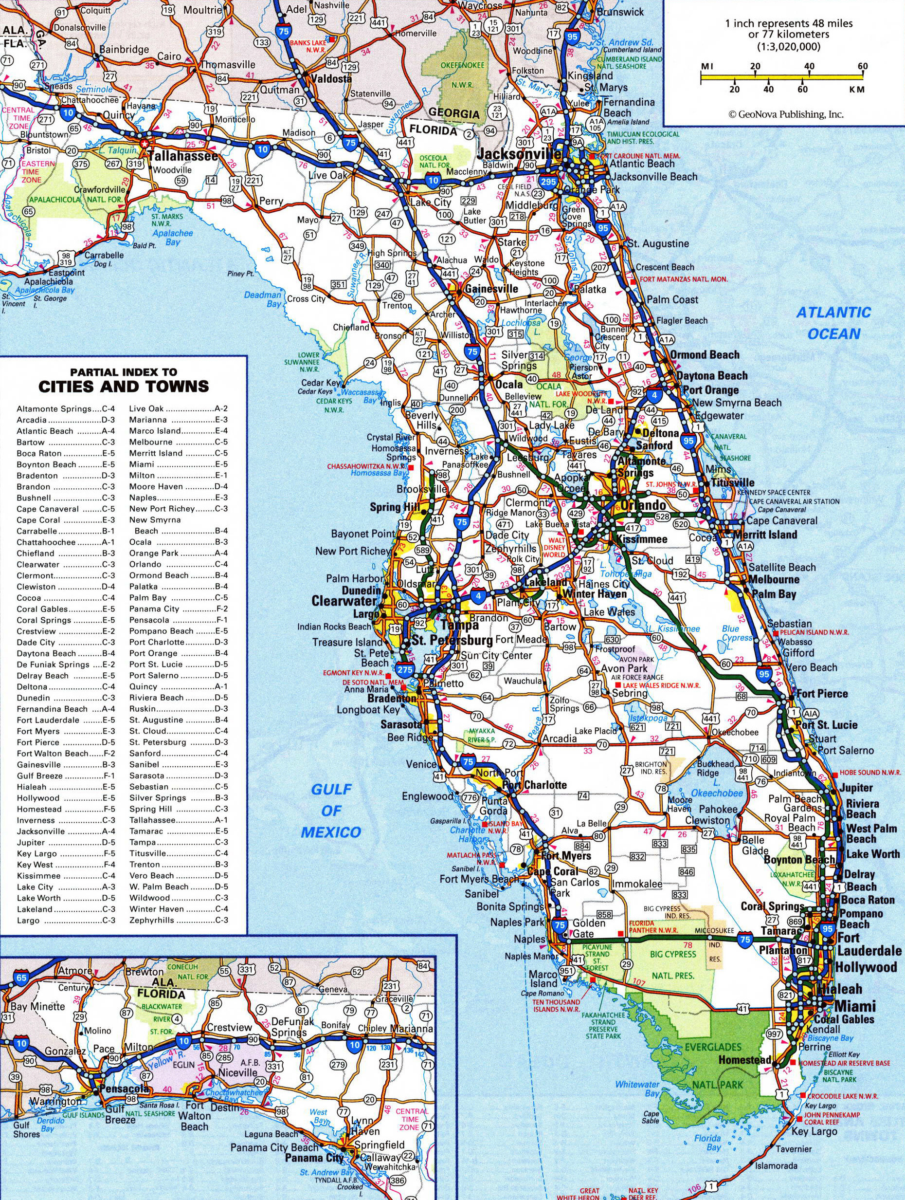 Large Detailed Roads And Highways Map Of Florida State | Vidiani with regard to Map of Florida with Highways