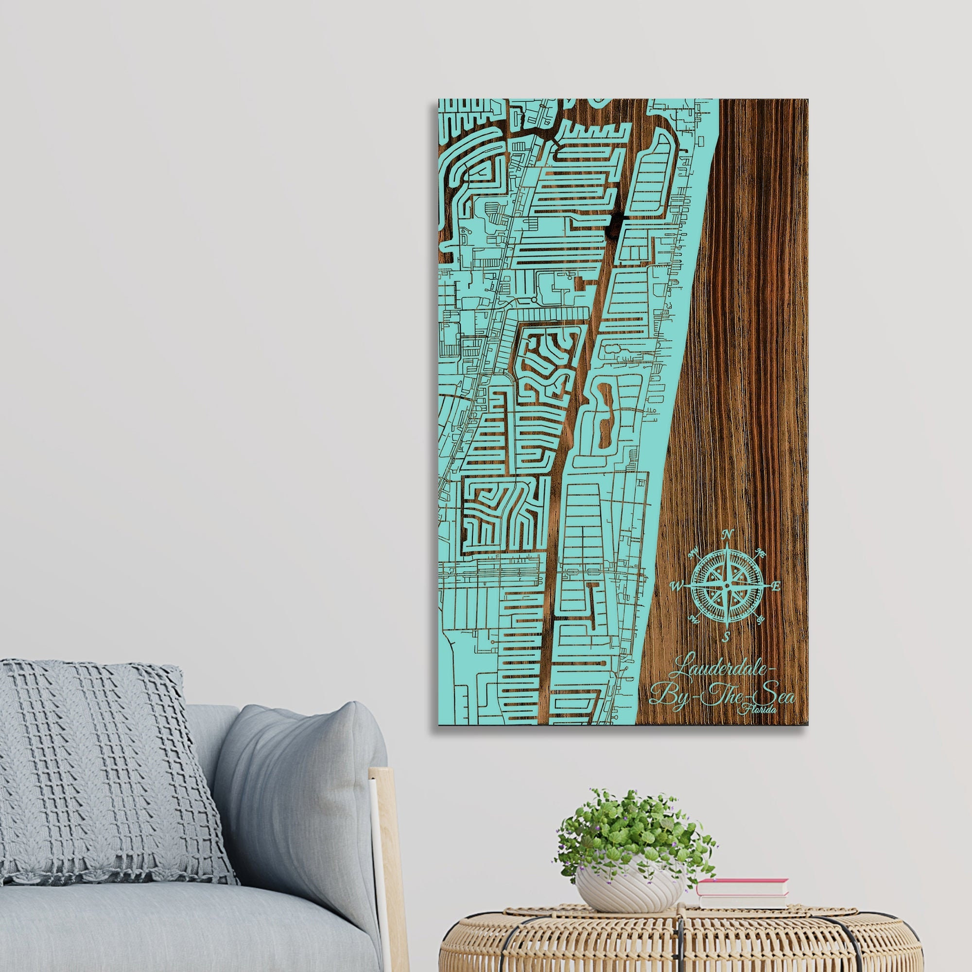 Lauderdalethe Sea, Florida Street Map | Wood Wall Art | Wood with Map Of Lauderdale By The Sea Florida