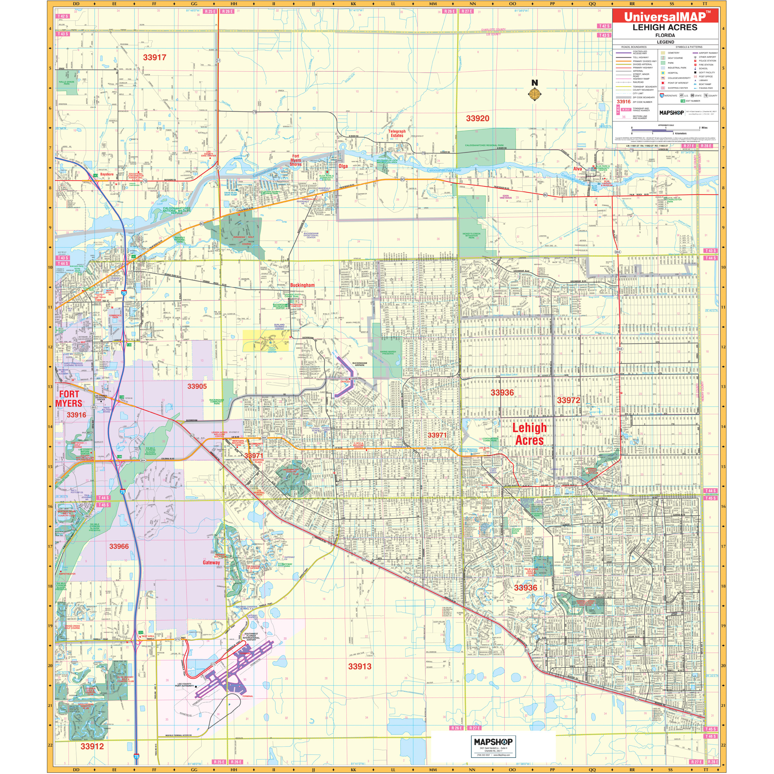 Lehigh Acres, Fl Wall Mapkappa - The Map Shop with regard to Map Of Leigh High Acres Florida
