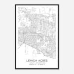 Lehigh Acres Florida Map Poster, Modern Home Decor Wall Art Print   Custom  Maps & Posters Throughout Map Of Florida Lehigh Acres