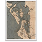 Lido Key   Siesta Key Wooden Map Art | Topographic 3D Chart Throughout Map Of Lido Key Florida