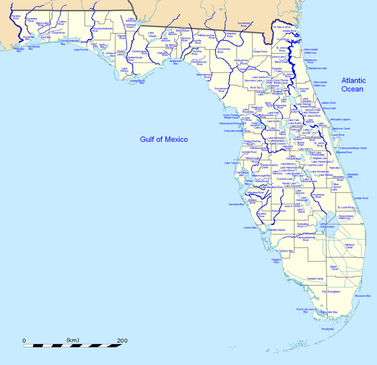 List Of Outstanding Florida Waters - Wikipedia inside Map Of Rivers In Florida