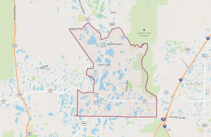 Land of Lakes Florida Map