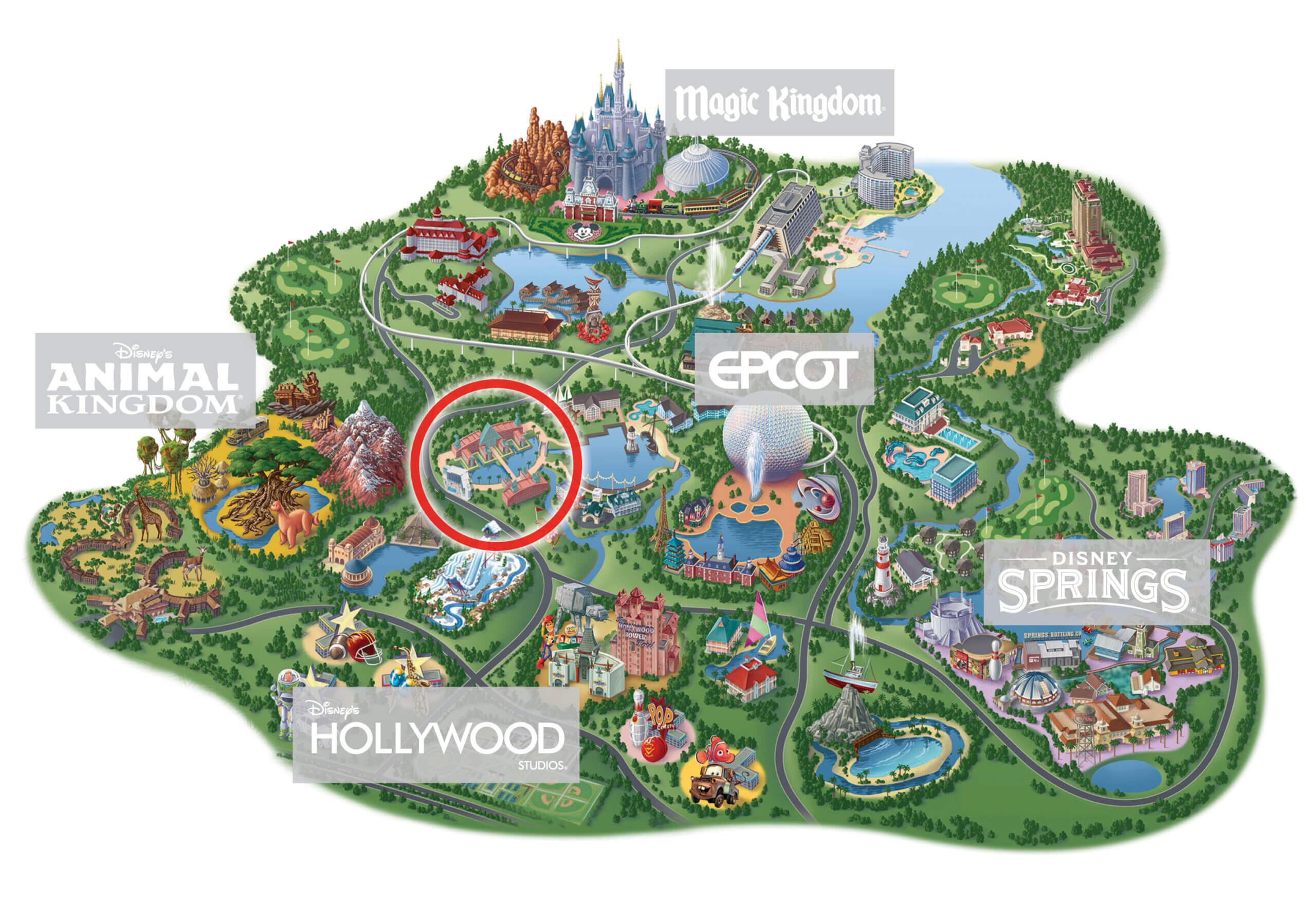 Location - Walt Disney World Swan And Dolphin with regard to Map Of Disney Florida Hotels