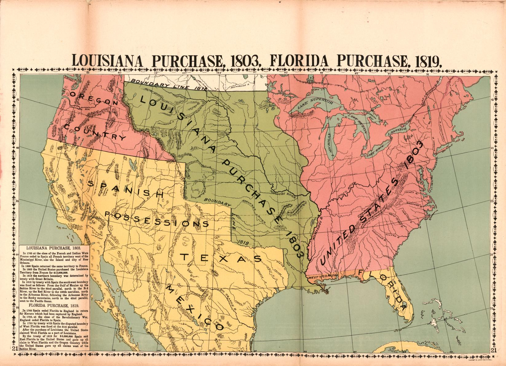 Louisiana Purchase, 1803. Florida Purchase, 1819 | Library Of Congress for Map Of Louisiana And Florida