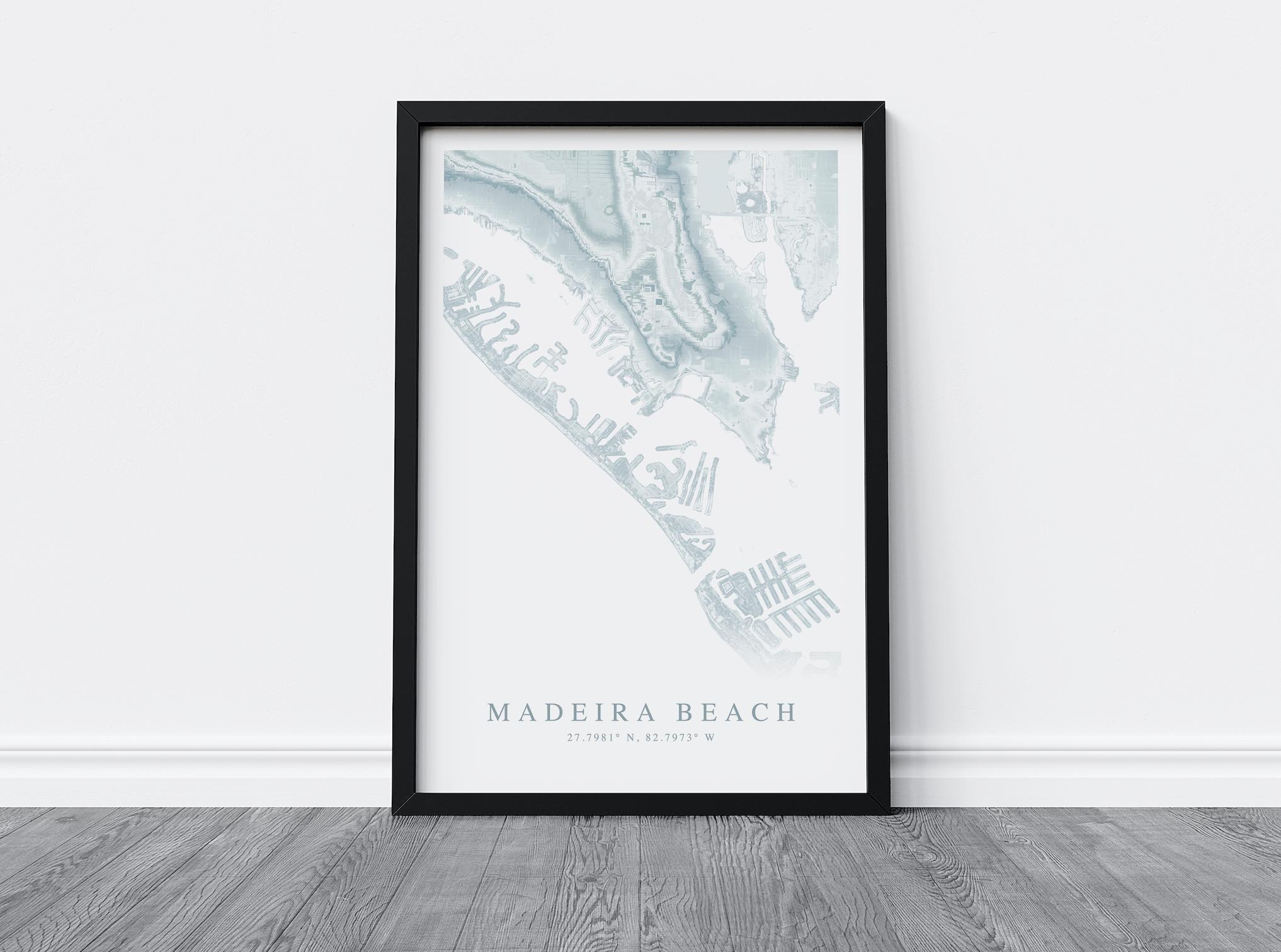 Madeira Beach Florida Map Print, Map Of Madeira Beach, Madiera in Map of Florida Madeira Beach