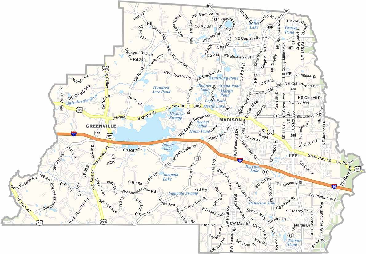 Madison County Map, Florida - Us County Maps within Map of Madison County Florida