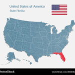 Map Country Usa And State Florida Royalty Free Vector Image Pertaining To Where Is Florida On The Map Of America