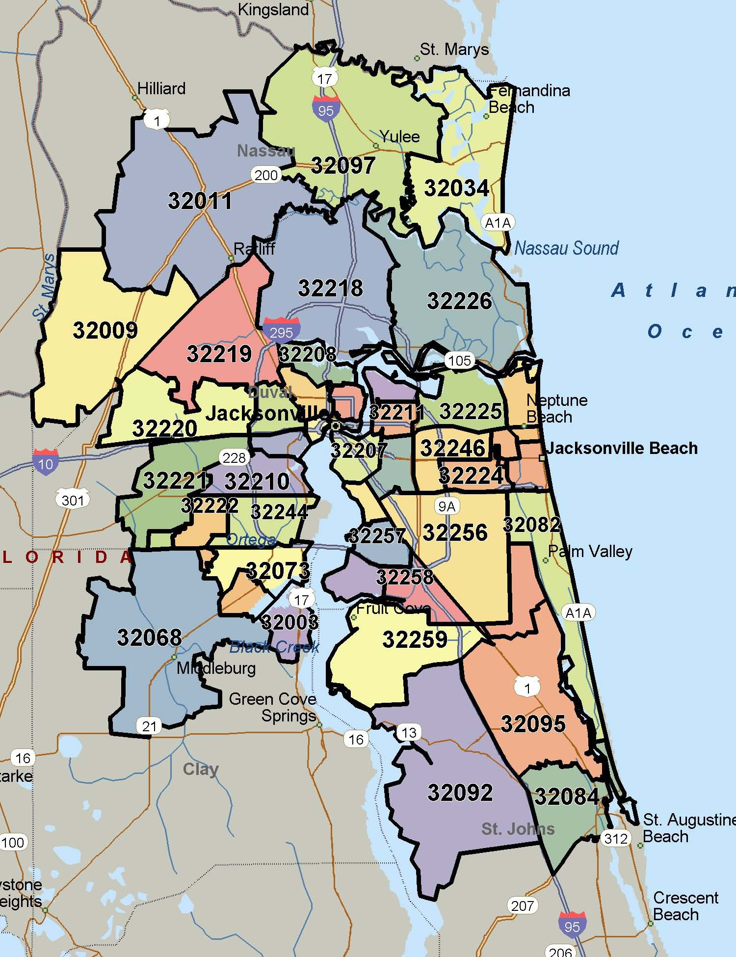 Map - Neflpg for Map of Zip Codes in Jacksonville Florida