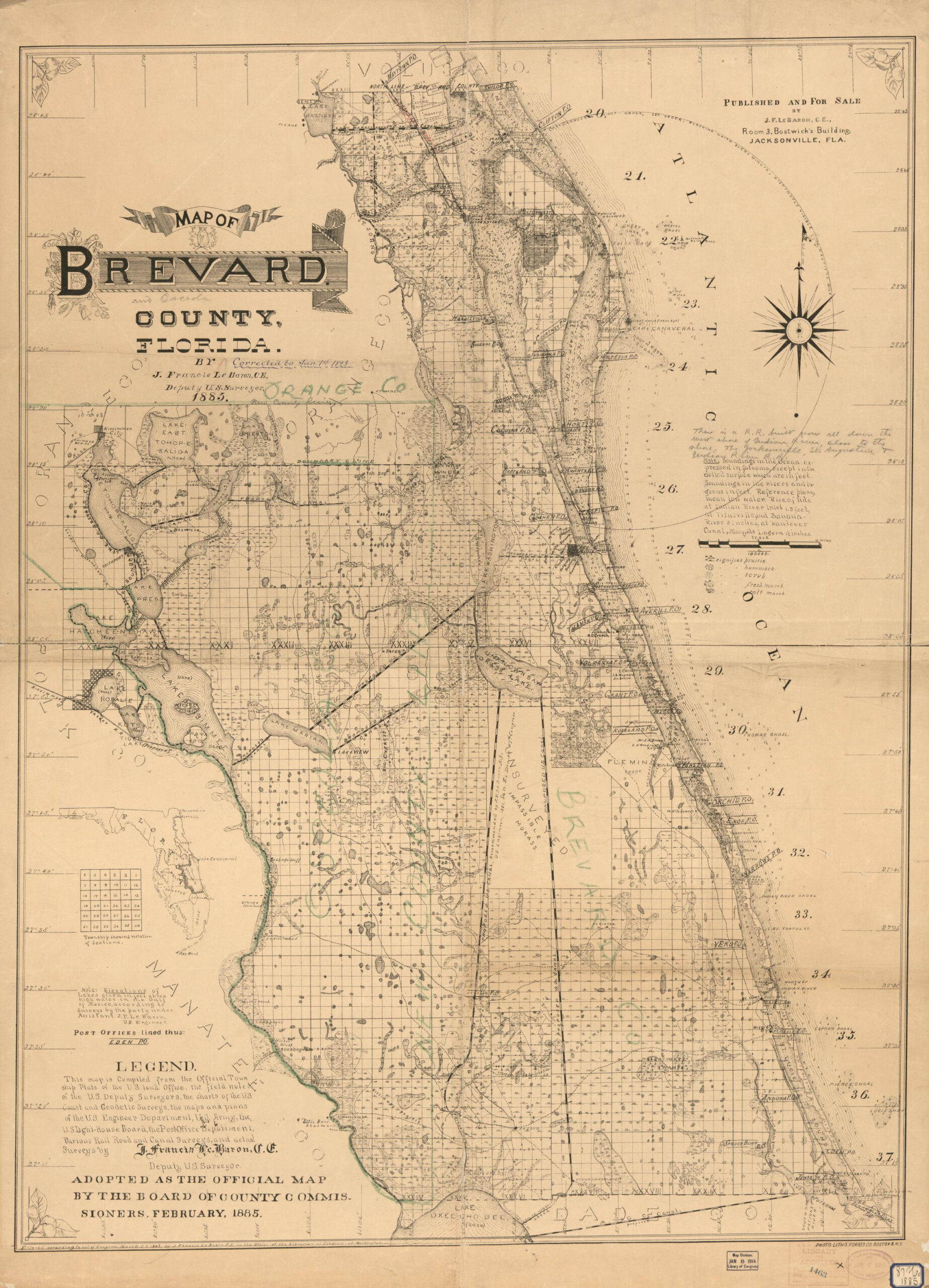 Map Of Brevard County, Florida | Library Of Congress inside Map of Brevard County in Florida